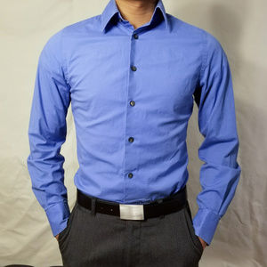 Men's Express MX Fitted Blue Dress Shirt XS